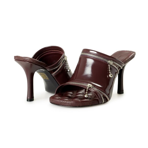 Burberry Women's "Peep Sandal" Leather Heeled Mules Sandals Shoes US 7 EUR 37 - Picture 8 of 8